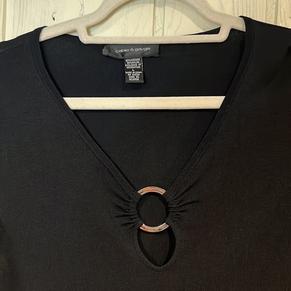 Cable & GAUGE LONG SLEEVE BLACK SILVER TONE HARDWARE TOP SIZE SMALL - Picture 3 of 8